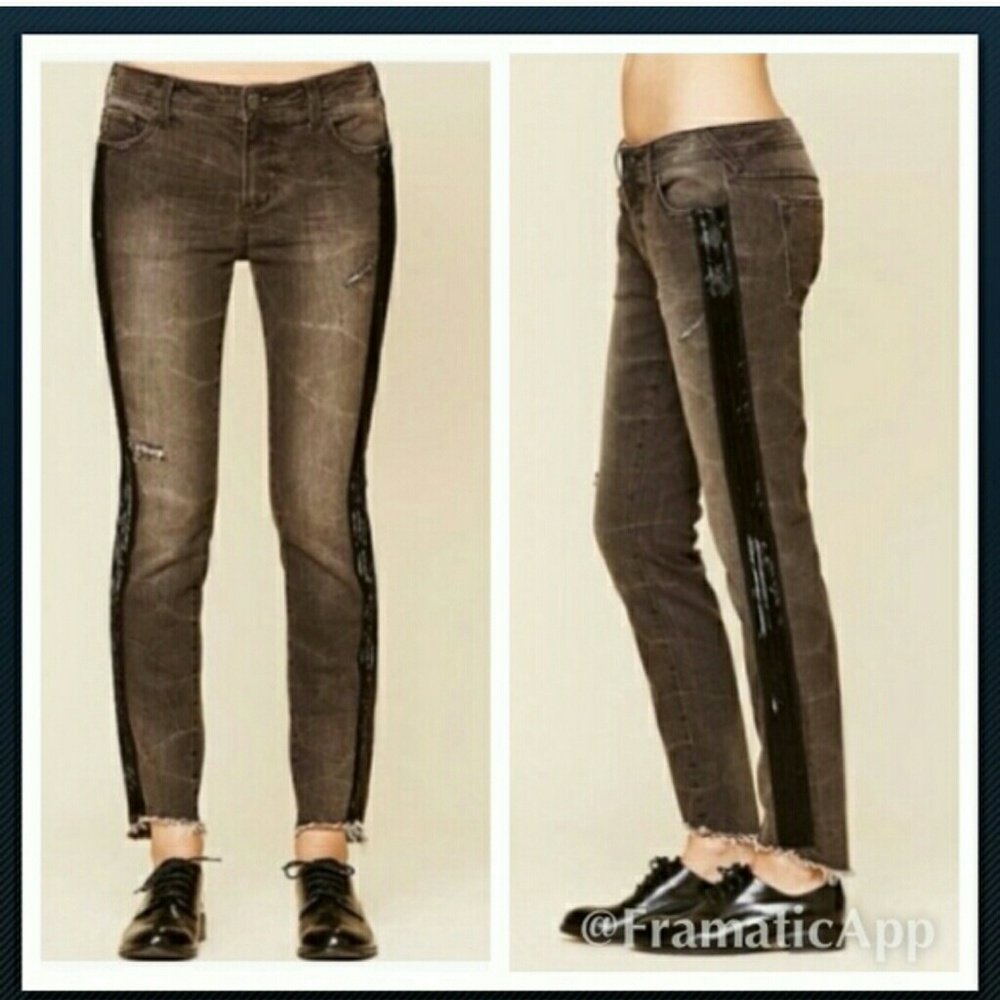 Free people sequin skinny jeans